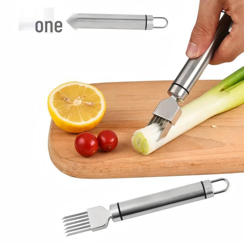 Stainless Steel Onion Holder & Slicer - Vegetable & Meat Tenderizer Tool