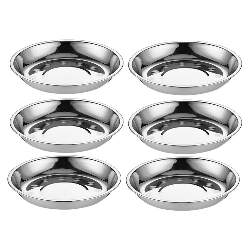 6Pcs Stainless Steel Food Round Pasta Bowlsss Round Dinner Round Pasta Bowlsss Fruit Trays Pasta Salad Snack Dessert Dishes