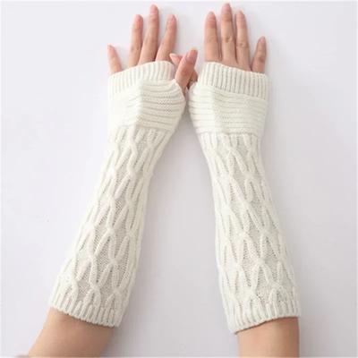 Long Fingerless Gloves Women‘s Mitten Winter Arm Warmer Knitted Sleeve Fine Casual Soft Girls Goth Clothes Punk Gothic Glove