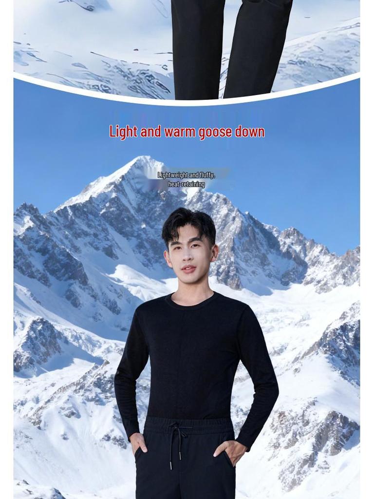 Men's 90% White Goose Down Pants - Black & Gold - Triple-Proof, Straight-Leg, Thickened for Casual Wear - Warm Autumn/Winter Style