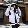 Winter new trendy brand contrasting color down jacket women's short hooded thickened warm white duck down jacket
