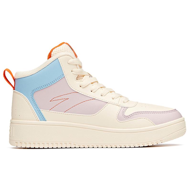 Anta Life Collection Slip-Resistant High-Top Skateboard Shoes Women's White Purple Blue Sneakers 922038010-10