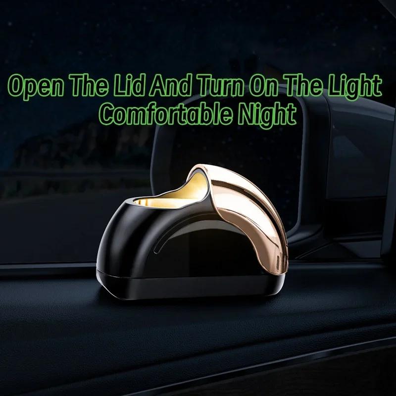 Fashion Car Ashtray with LED Lights, Windproof Metal Inner Liner, Easy To Bounce Dust, Flame-retardant Design, New Door Device