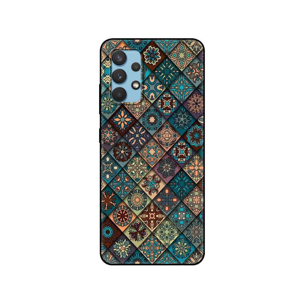 Black tpu Case For Samsung galaxy A12 A22 A32 A42 A52 A72 4g 5g S21 PLUS ultra back cover 3D Emboss Vintage Retro Lattice Flower