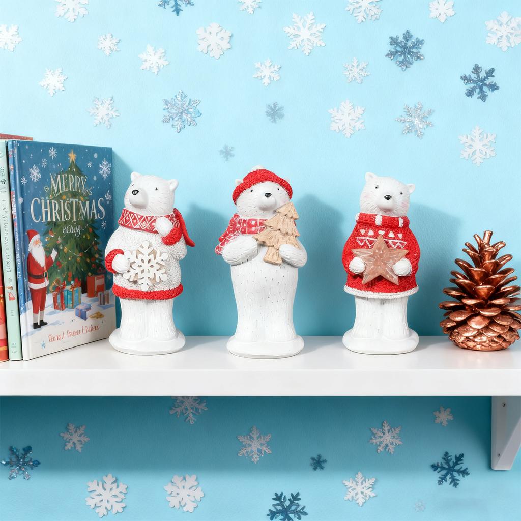 Christmas Decoration ! 1 Piece Resin Christmas Bear Decoration Figurine, Christmas Figurine, Bear Holding A Star, Snowflake, Christmas Tree Decoration