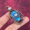 Evil Eye Tibetan Turquoise Pendant Copper Wire Wrapped Pendant Moonstone Jewelry