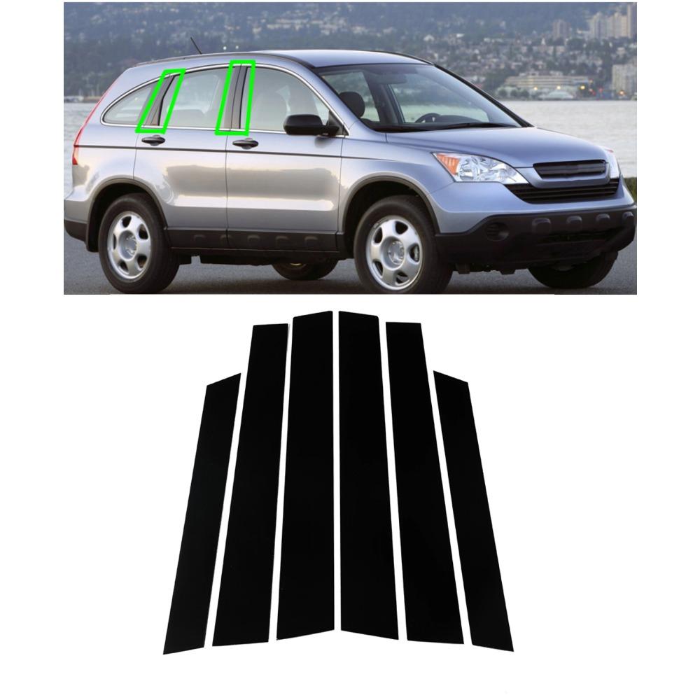 6Pcs Car Door Window Pillar Posts Trim Covers Sticker For Honda CR-V for CRV 2007 2008 2009 2010 2011