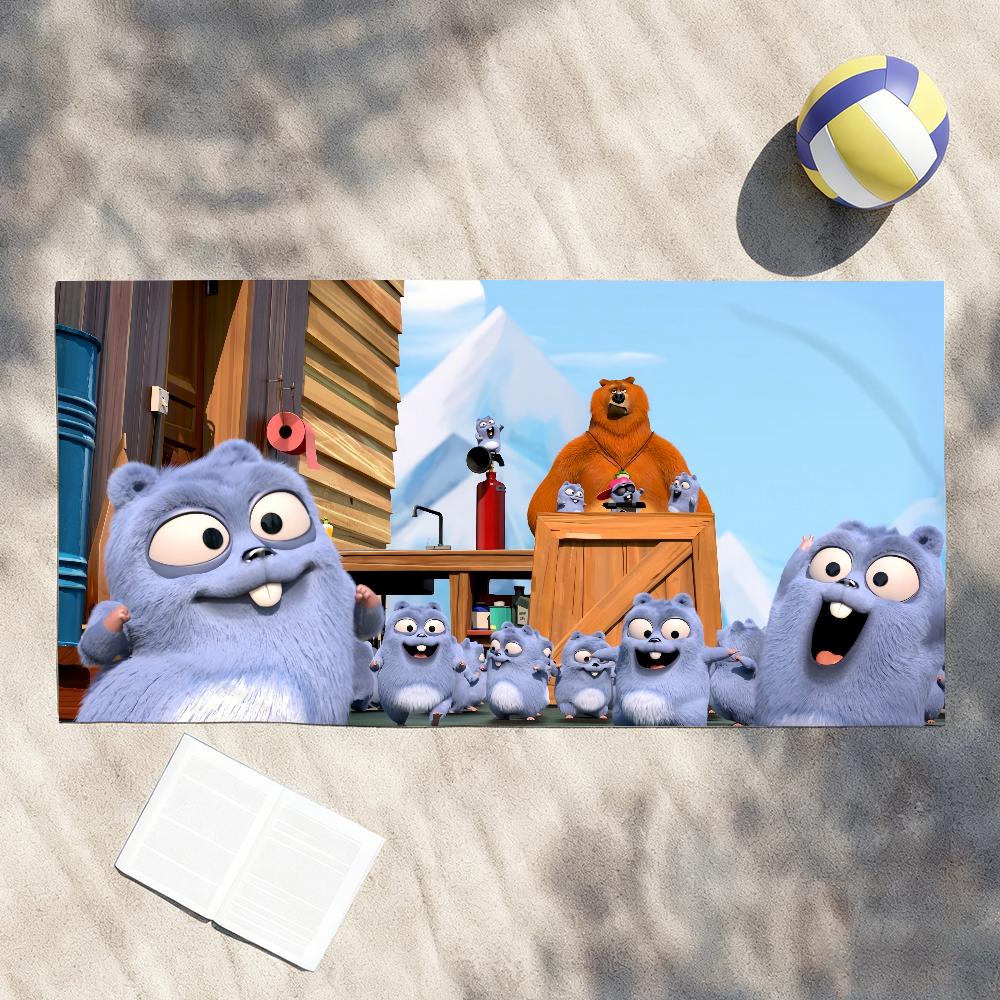 Cartoon G-Grizzy and the L-Lemmings Towel Shower Sauna Travel Spa Quick Dry Gym Accessories Soft Large Beach Towels