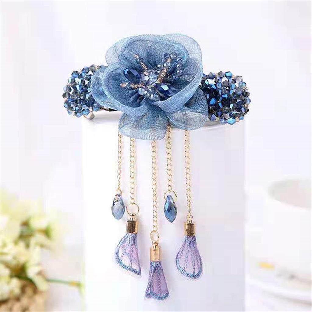 Chinese Styles Hair Pin Handmade Flower Hair Clip Long Tassels Women Hairpin for Ponytails and Various Hairstyles