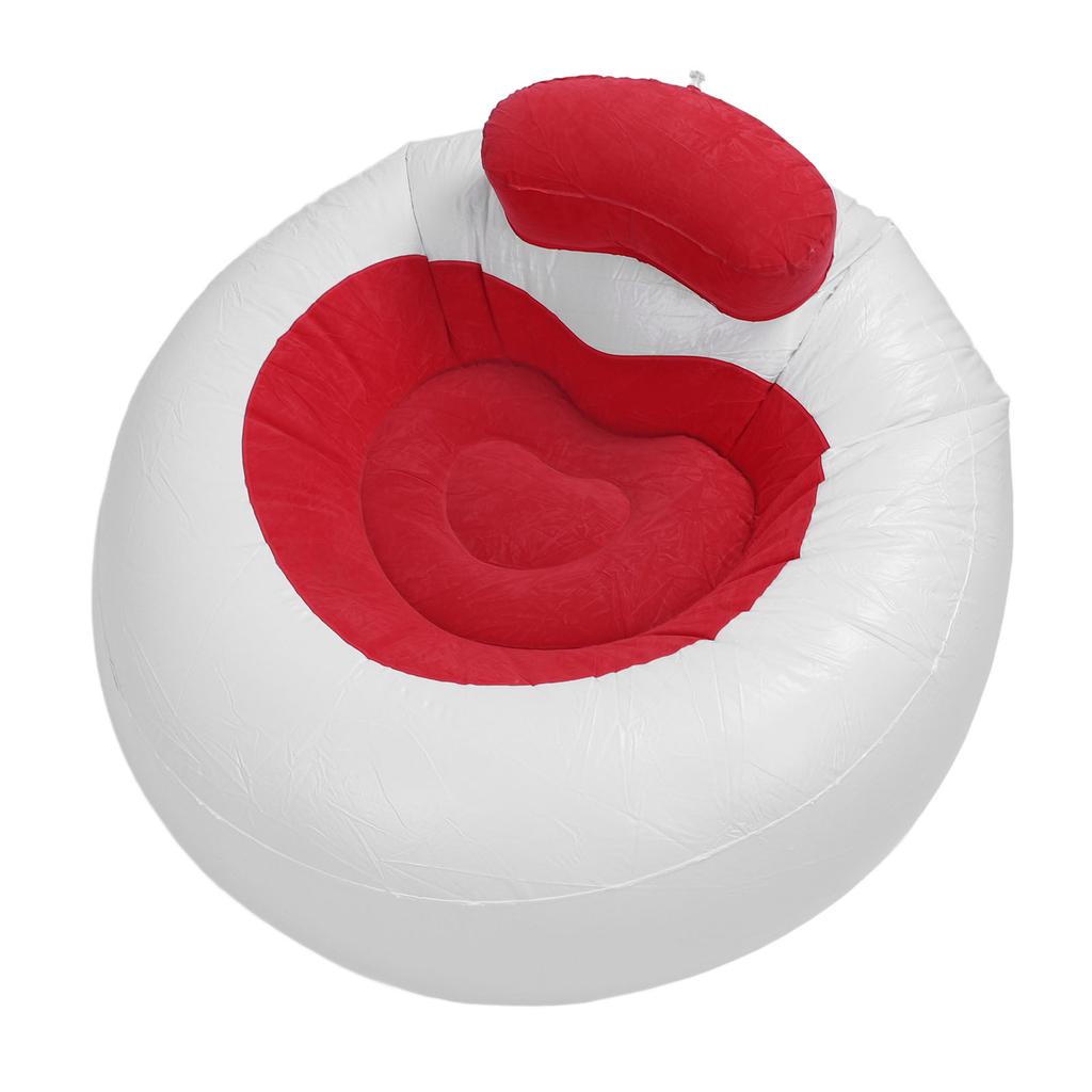 Scaun Sofa PVC Flockat Model Inimă Iubitoare Canapea Moale Gonflabilă pentru Living Balcon Exterior