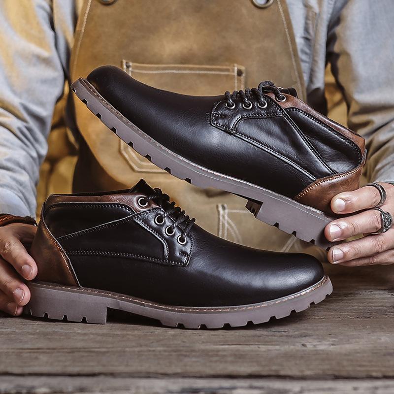 New Martin boots men's tooling boots autumn high-top shoes men's British style short boots retro casual leather boots