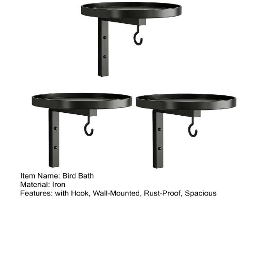 Wall Mounted Bird Bath, Outdoor Bird Bath Tray with Feeder Hook, Metal Bird Bath Tray for Garden Yard Wall Fence Bird Feeder Not Included