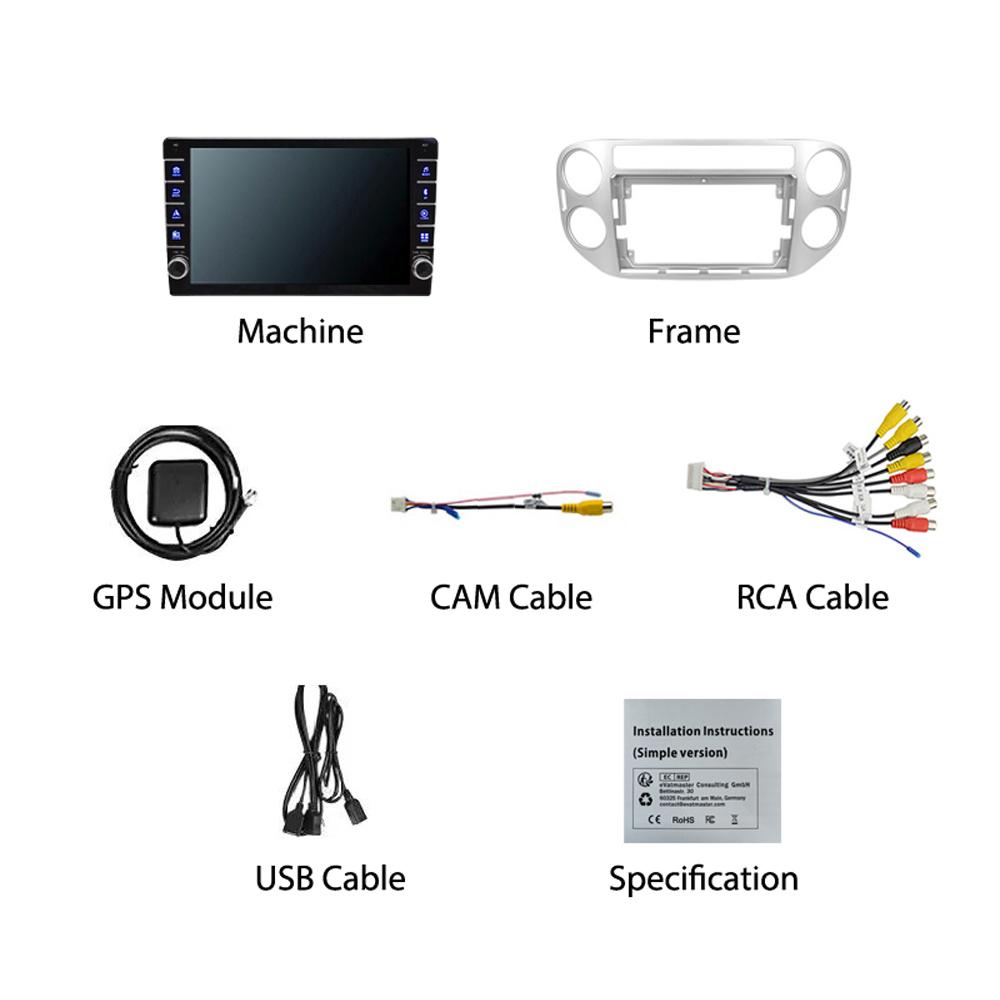 For Volkswagen Tiguan 1 NF 2006-2016 With Button Knob Android Car Radio Multimedia Player Navigation Stereo GPS 2 Din Carplay 2+32GB