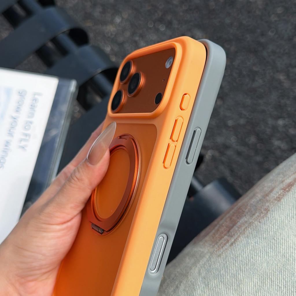 Magnetic For Magsafe Ring Holder Case For iPhone 17 Pro Max Luxury Skin Feel PC Hybrid TPU Matte Clear Stand Cover For iPhone 16 15 14 13 Pro Max