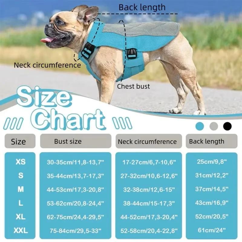 Dog Cooling Vest Harness Summer Breathable Pet Cooler Jacket Reflective Adjustable Mesh Sunstroke Prevention