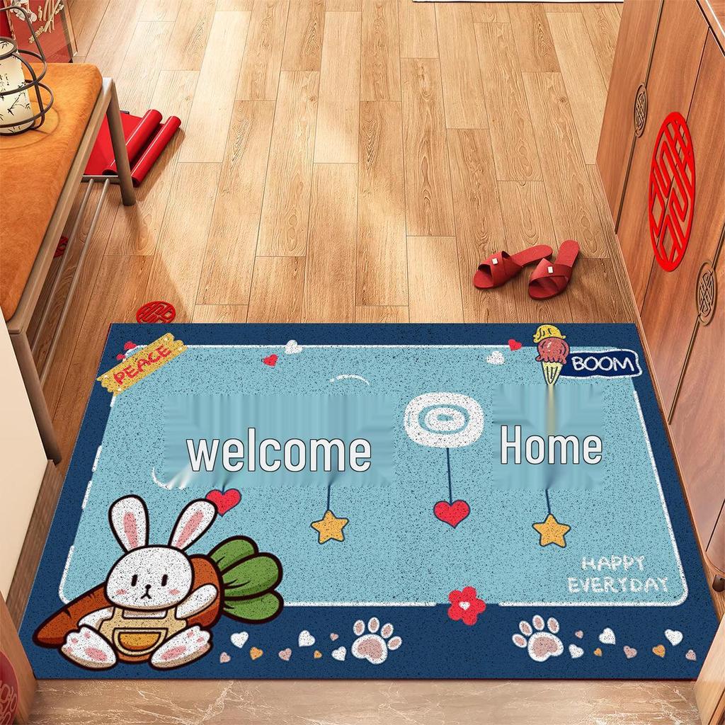 Festive Cartoon Door Mat: Stain-Resistant, Dirt-Wiping, Mud-Scraper Mat for Entryway & Home, Easy To Clean Coil Design.