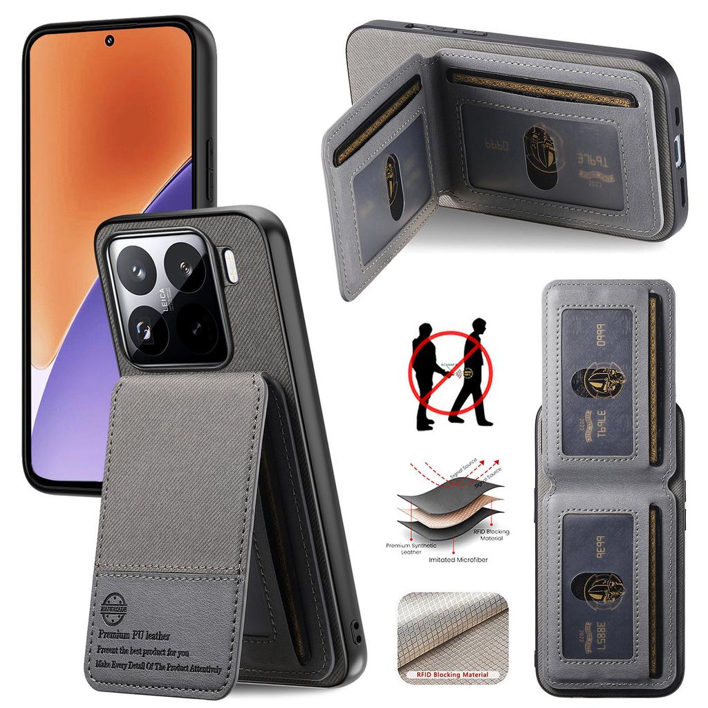 Phone Case for Xiaomi 15T Poco F7 X7 MI 17 Pro Max RFID Leather Wallet Card Back Cases for Redmi 15c 14c 13C Note15 14 Pro Plus