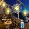 LED Solar Hanging Firework Lights - Outdoor Garden, Lawn, Wedding, Courtyard, Upside-Down Dandelion Decor.