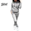Thick 2 Pcs/Set Lady Tracksuit Heart Print Warm Hoodie Suit Breathable Solid Color for Daily Wear Autumn