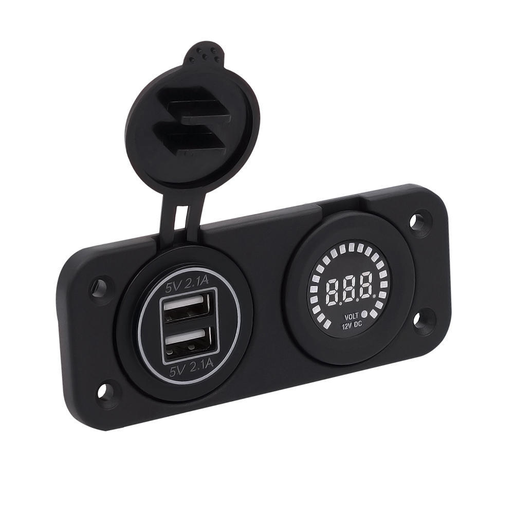 12 V LED Duel Auto 2 USB-Port Ladegerät mit DC Voltmeter Digital Auto/Motorrad/Boot Zigarettenanzünder Buchse Splitter