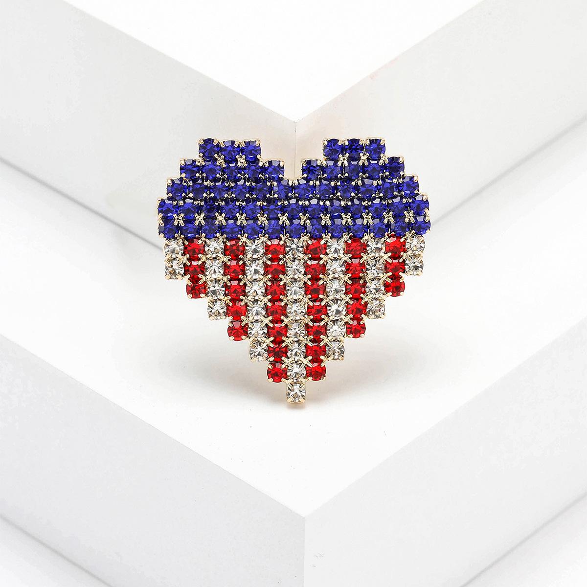 Творческая мода личность стразы любовь флаг брошь одежда брошь американский значок на булавке