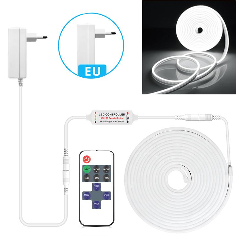 

MALITAI Неоновая светодиодная лента с регулируемой яркостью 1-5M DC12V Водонепроницаемый Гибкий светодиодный неоновый свет для украшения в помещении и на открытом воздухе RF Дистанционное управление Кухонная лампа 2M Set-EU Plug белый