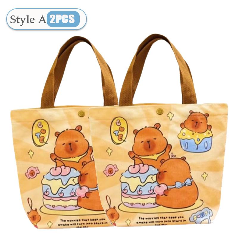 1-20PCS Cartoon Canvas Bag Novelty Tote Bag Kapibara Inner Daily Large Capacity Shoulder Bag Cartoon Capybara Kawaii Hand Bags