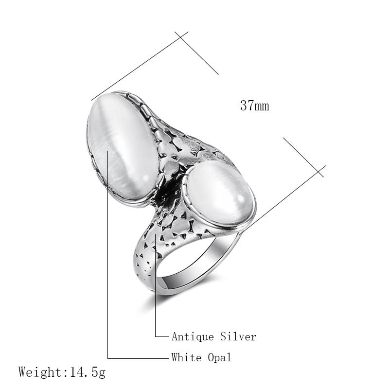 New Bohemian White Opal Ring  Color Big Oval Opal Cross Rings For Women Vintage Jewelry Drop Shipping