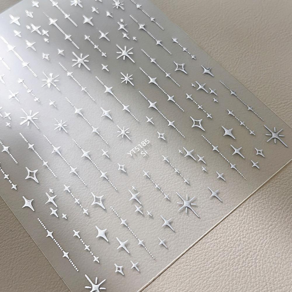 Rhinestones Relief Nail Art Decorations Self-Adhesive Starlight Laser Glitter Manicure Decals Gold Silver Stamped