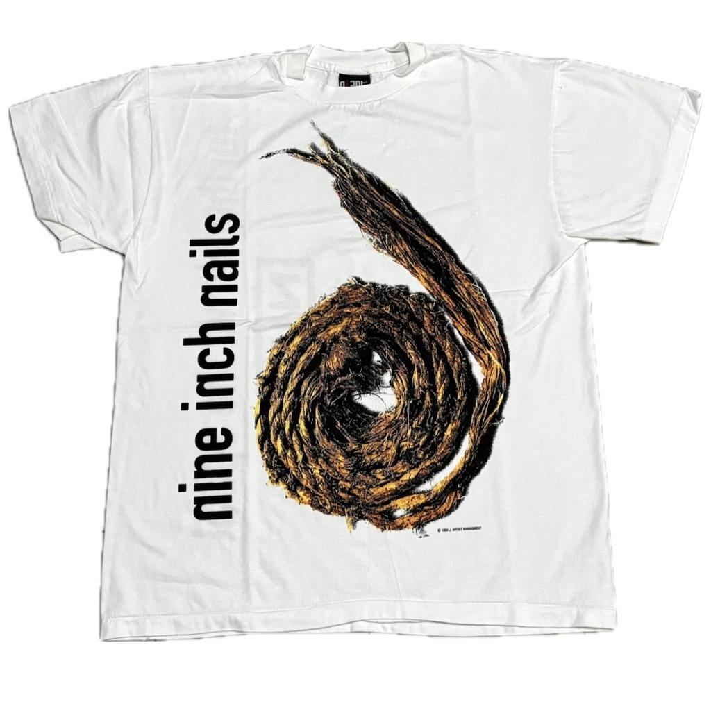 VTG 1995 Nine Inch Nails Taglia L Further Down The Spiral Maglietta a Punto Singolo RISTAMPA