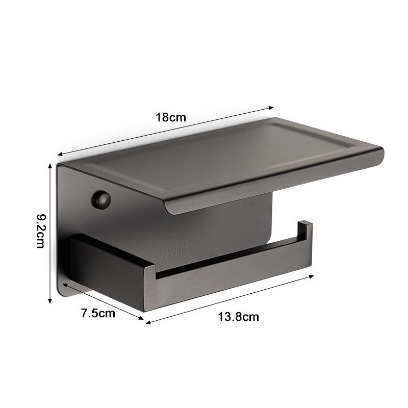 Stainless Steel Toilet Paper Holder with Phone Shelf, Punch-Free Installation for Home and Public Restrooms