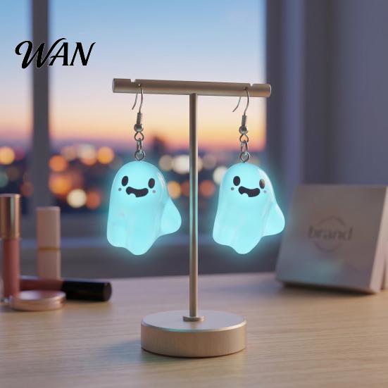 Women Dangle Earrings Ghost Glow-in-the-Dark Pendant for Decor, Fun Cute Earrings, Necklace Halloween Jewelry Statement