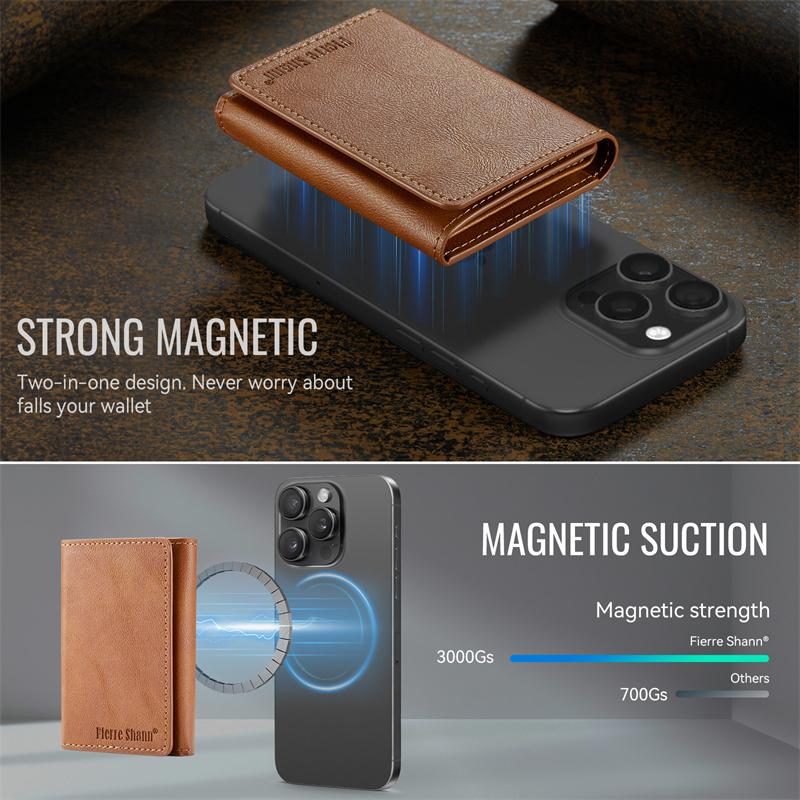 RFID-Schutz PU-Leder Tasche Geldbörse Magnetische Kartenetuis für alle Magsafe-Funktionen PU-Leder Herren Damen Kartenetui Standfunktion Abdeckung