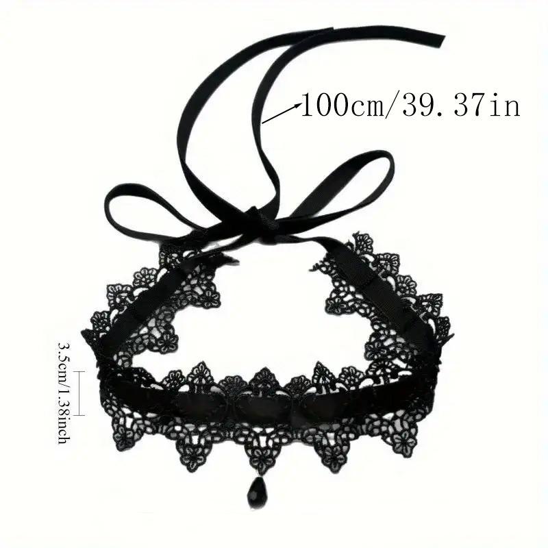 Gothic Lace Choker Necklace Victorian Velvet Collar with Flower Waterdrop Pendant Punk Elegant Jewelry for Women Party Accessory
