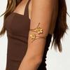 Three-Dimensional Metal Armband, Floral Design Adjustable Open-Winding Arm Bangle, Lightweight Summer Armband for Vacation Daily Wear