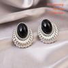 Vintage Geometric Metal Clip On Earrins for Women Fashion Classic Black Ear Clips Non Pierced Girls Gifts Jewelry