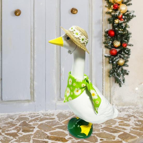 Pastoral Style Goose Bonnet Hat Triangle Scarf Flower Pattern Bright Color Porch Goose Costume Farmhouse Photo Prop