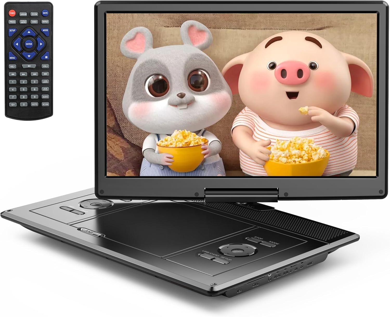 

Yoton Portable DVD HD LCD Dual Hours of Playback and Bidirectional Folding No Region Card AV TV Last Play Memory Perfect for and Home Use Not Player, чорний