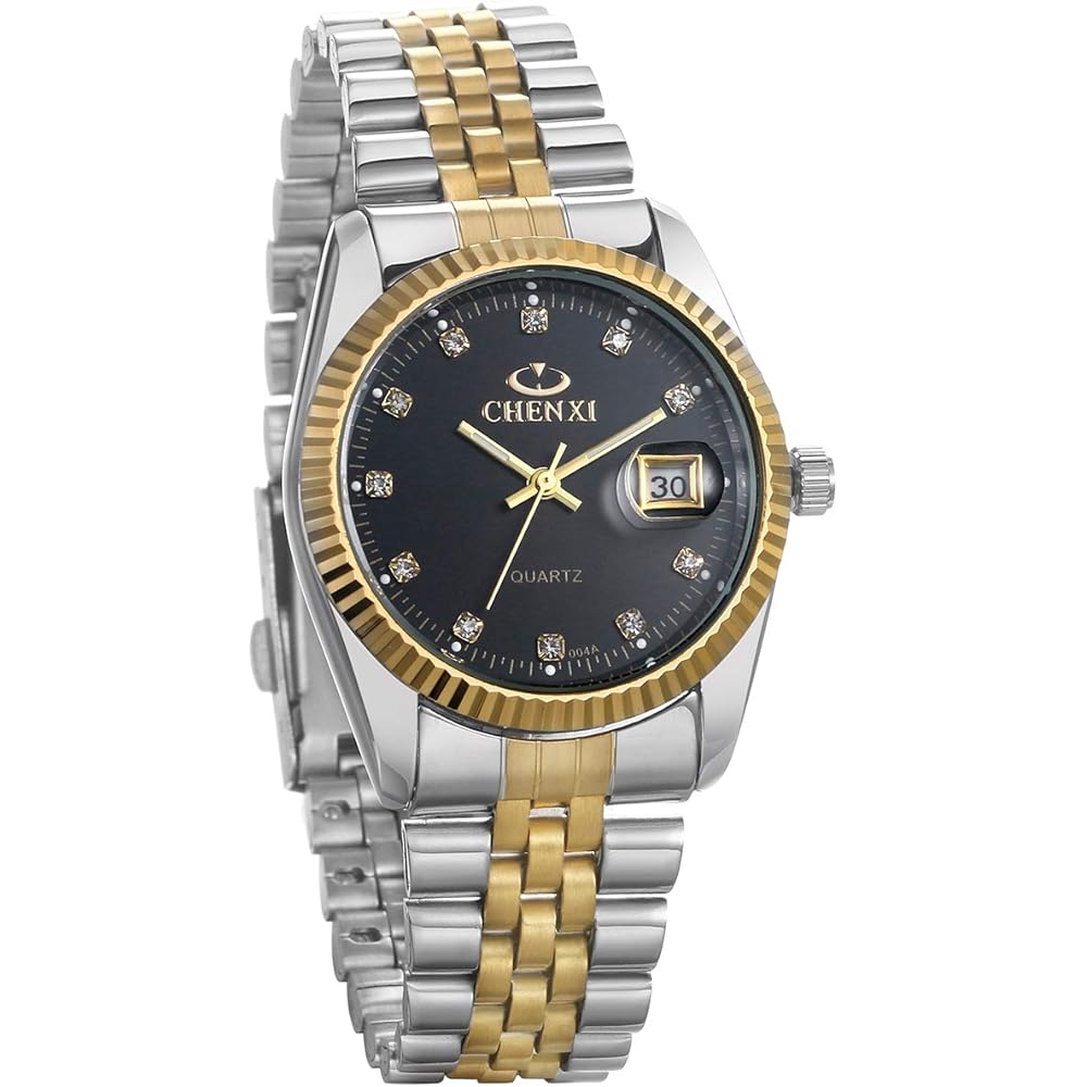 Jewelrywe Men s Analog Watch Black Stainless Steel 3ATM Water Resistant Calendar Luminous Japanese Quartz