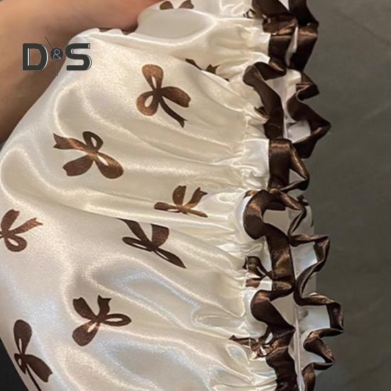 Bonnet de Douche Femme Double Couche Finition Satinée Imperméable Couche Intérieure Protection Cheveux Bonnet de Douche Élastique Chapeau de Maquillage