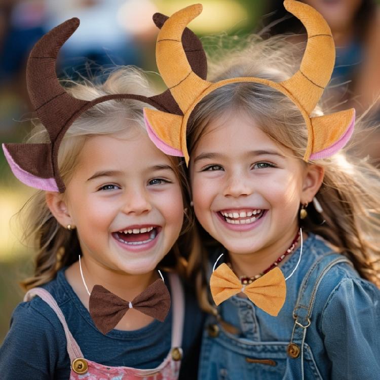 Portable Bull Horn Headband Children's Animal Headpiece Party Theme Headgear Hairpiece Accesories for Various Occasion