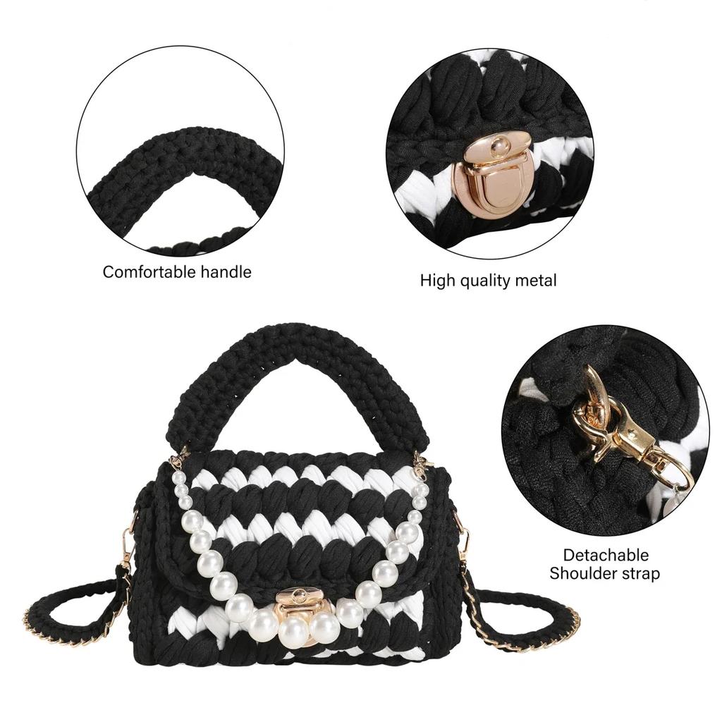 Women Handbag Woven Bags Knitted Shoulder Bag Chunky Knit Bags Crochet Top Handle Bag Lady Shopper Gifts