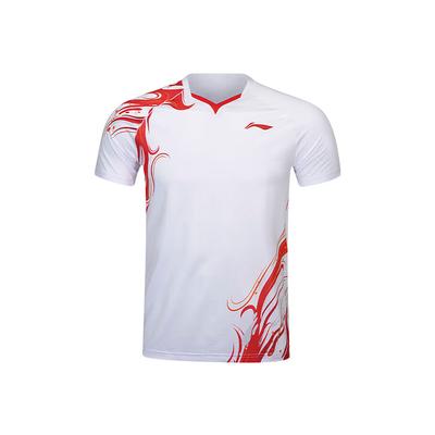 Li Ning Badminton Series Logo Print Straight Cut Quick-Dry T-Shirt Unisex Tops Standard-White AAYU231-2