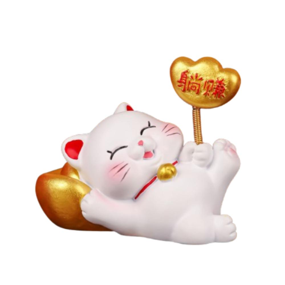 Cute Fortune Kitten Figurine Chinese Style Mini Cat Figurine Car Accessories
