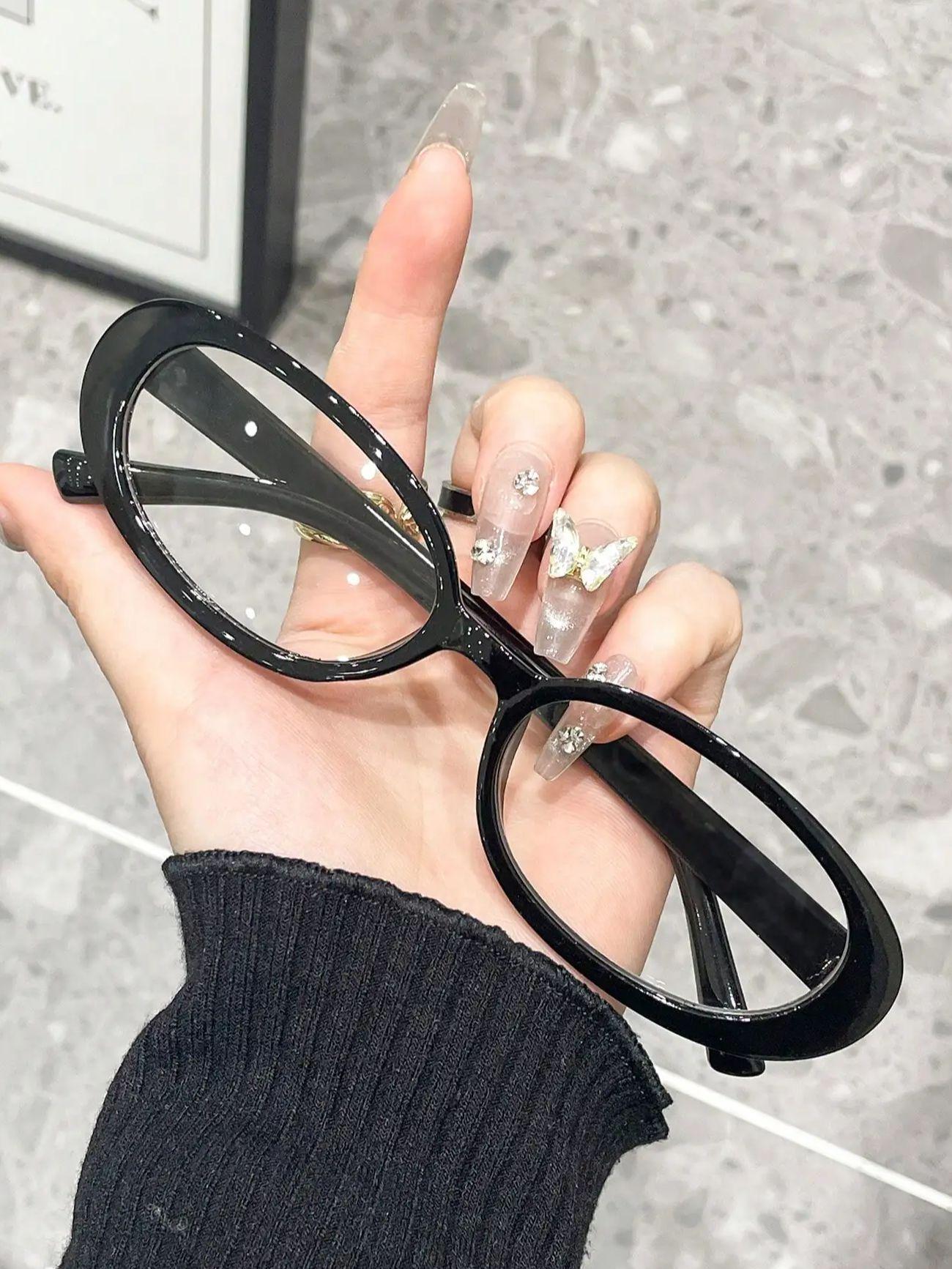 

1 шт. Классическая модная овальная пластиковая оправа Женские живые прозрачные очки для мужчин Повседневная жизнь Фотографироваться Очки Аксессуары для одежды.