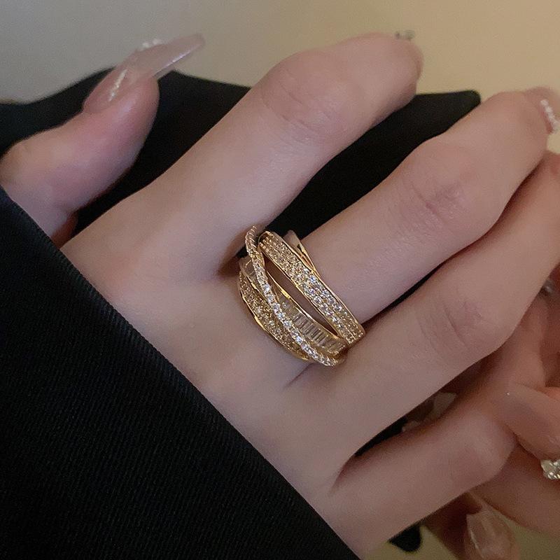 Vintage Palast Blumenring Diamantstil Leichter Luxus Premium Zeigefinger Schmuck