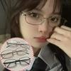 Y2K Harajuku Small Square Frame Glasses for Women Retro Metal Eyeglasses Clear Reading Spectacle Blue Light Blocking Eyewear