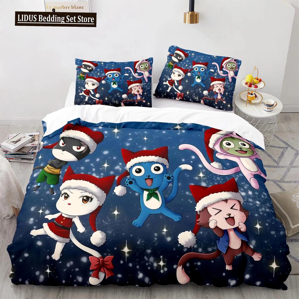 Comforter New Fairy Tail Bedding Set Japanese Anime Boys Girls Gift Bedroom Decor Single Twin Full Queen Size Home Textiles