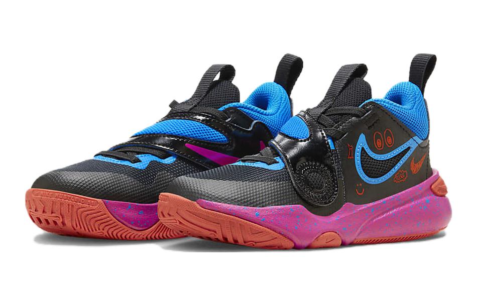 Nike Team Hustle D 11 Slip Resistant Abrasion Resistant Low top Children's Basketball Shoes Blue Black Kids FD6727-001