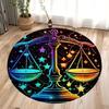 Mysterious Zodiac Sign Print Round Rugs Non-Slip Floor Mat for Home Living Room Bedroom Machine Washable Round Carpet